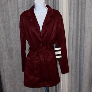 Classic Concepts- Burgundy Trench Coat  Size Large